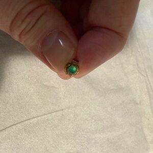Green Chalcedony Gold Vermeil Stud Earrings